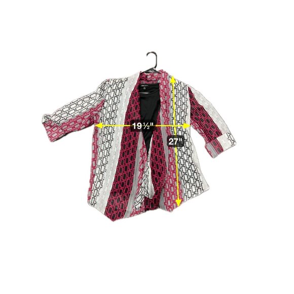 Sami & Jo Blouse Black Tank Top Attached Red White Chain Print Jacket Long Sz S - Picture 8 of 10